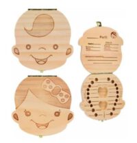 Caja de madera para guardar dientes de leche para bebés